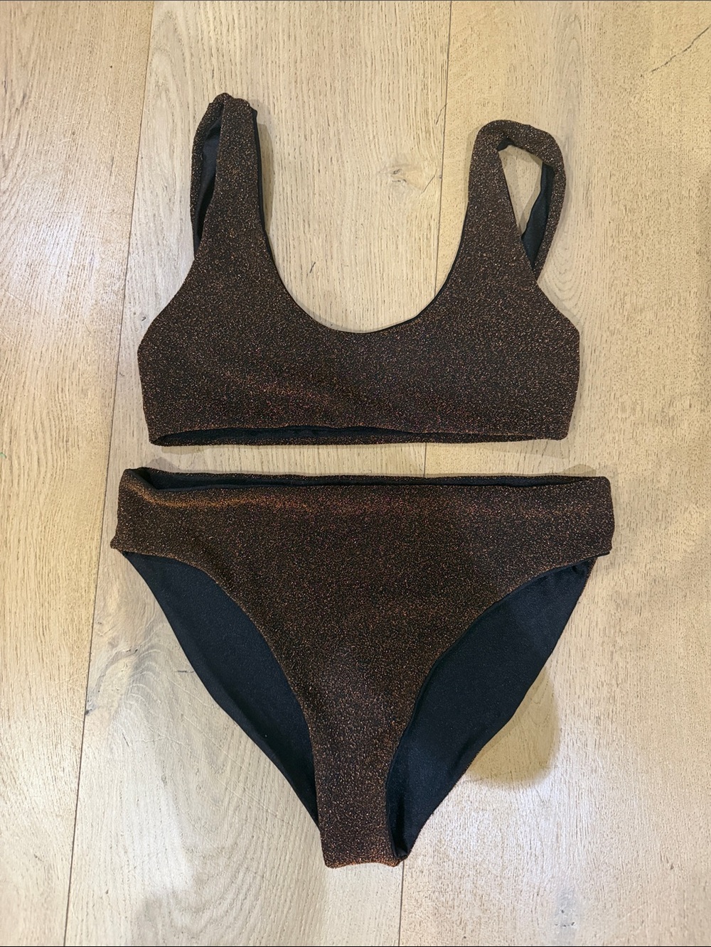 Women’s small Bronze Sparkle Two-Piece Bikini Set